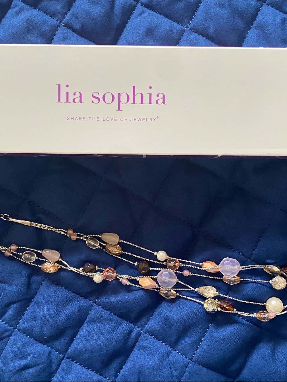 Lia Sophia Pink and Gold Multi-Strand Beaded Necklace